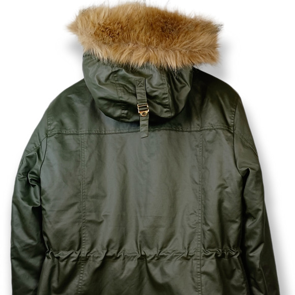 J. Crew Perfect Waxed Canvas PrimaLoft Winter Parka Dark Moss SZ S $398 - Picture 7 of 11
